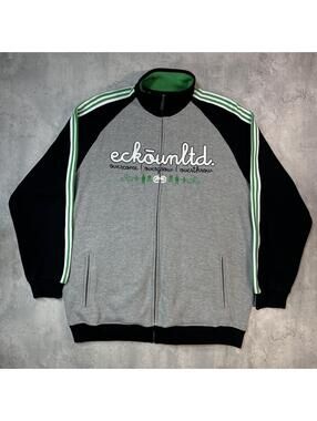 Y2K Grey Ecko Unltd Striped Grunge Skater Jacket